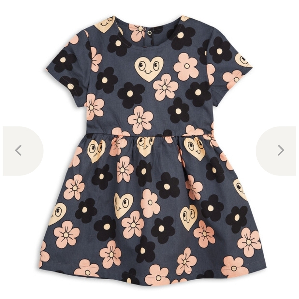 Mini Rodini Flowers Woven Dress - Grey